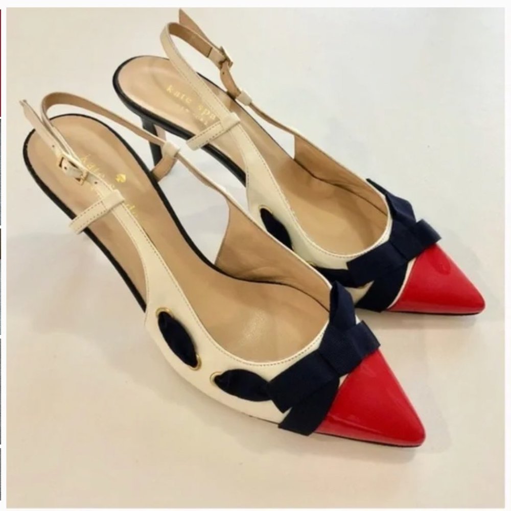 Kate Spade JOJO Bow Heels Red White Blue